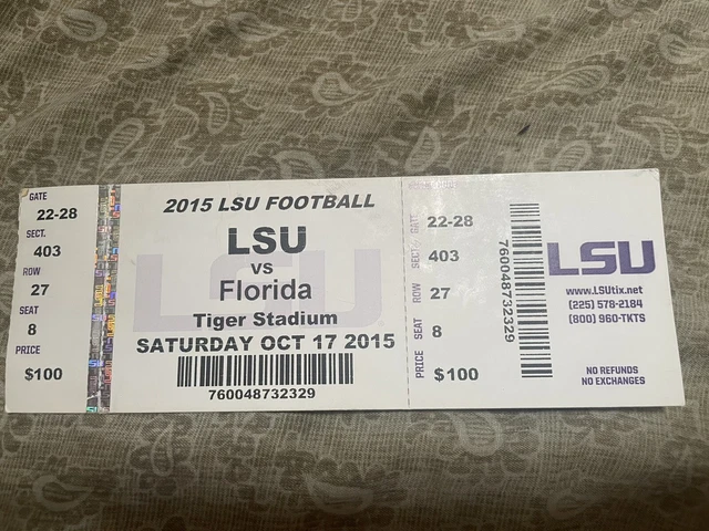 2015 LSU Tigers vs Florida Gators Football ticket stub