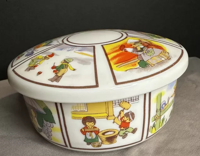 Artopal by Bornco 2 Pc Trinket Box Asian Motif Children Japanese Rooster Dove