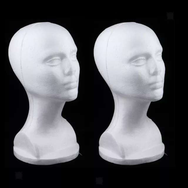 2pcs tête de mannequin femme en   modèle chapeau perruque présentoir