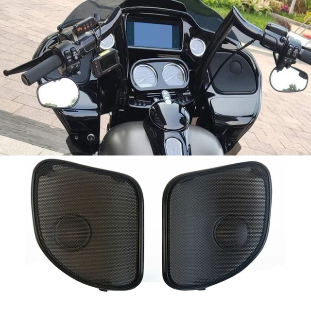 XMMT Black Front Fairing Speaker Grilles Mesh Covers Cap Fit