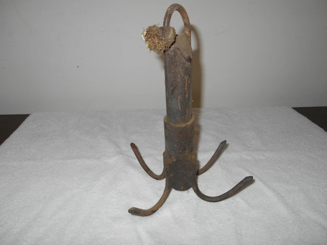 Old Primitive Cast Iron Grappling Hook For Boat