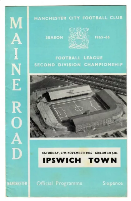 Manchester City v Ipswich Town - 1965-66  Division Two - Football Programme