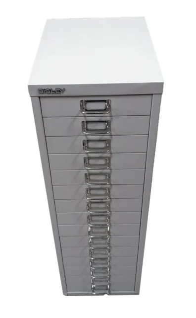 15 Multi Drawer Bisley Metal Foolscap Filing Cabinet Office Home Storage Grey