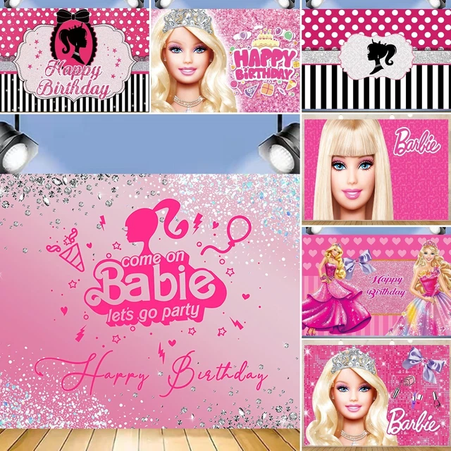 BARBIE ALLES GUTE zum Geburtstag Hintergrund Rosa Banner Party Foto
