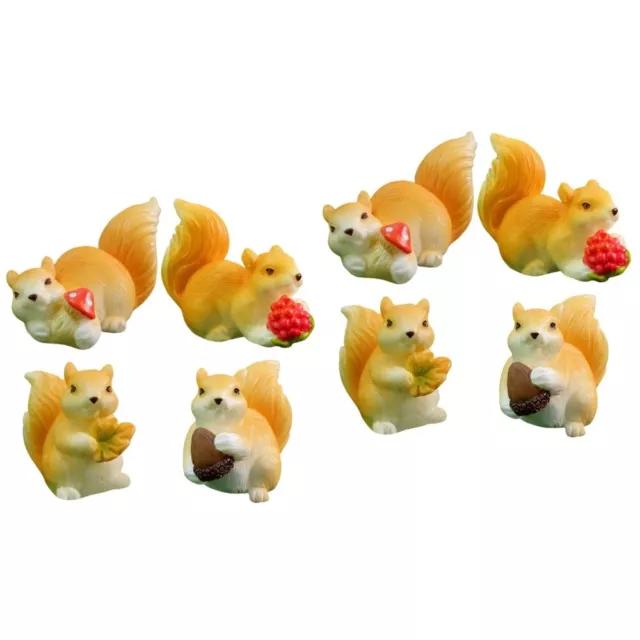 8 Pcs Miniature Figurines Dashboard Squirrel Statue Ornaments