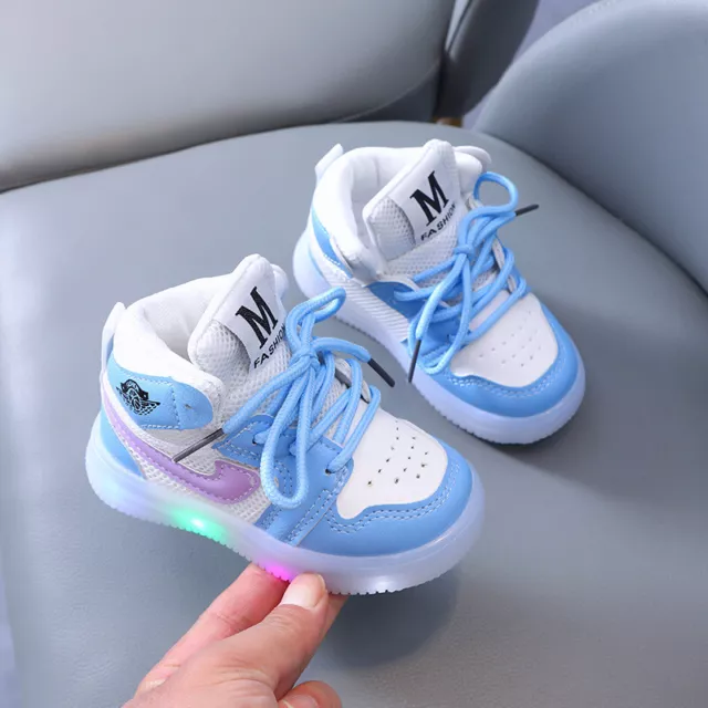 Baby Boys Girls Kids Shoes Toddler Light Up Luminous Trainers LED Flash Sneakers