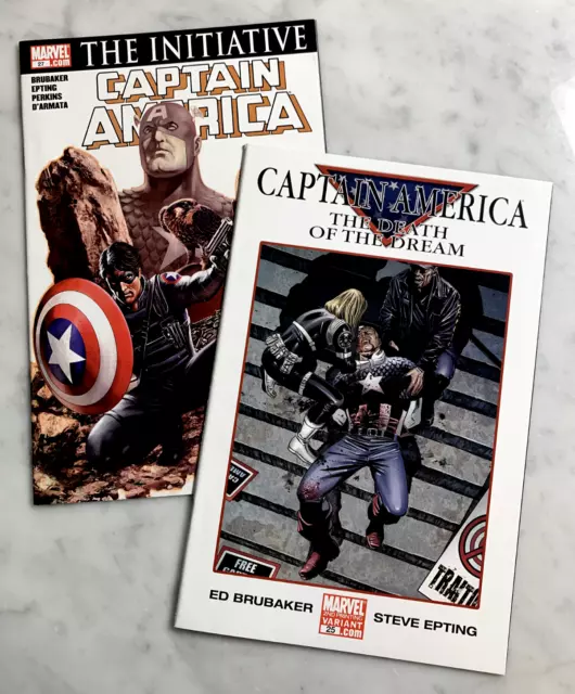 Captain America #25 (2nd print) Death of Cap and #27 in High-Grade NM! (2007) FP