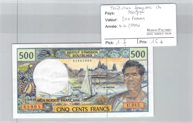 Billet Territoires Français Du Pacifique - 500 Francs Nd(1992) N°31965905