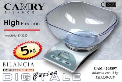Bomann Bilancia da Cucina Digitale Funzione Tare 5kg 1gr Alta Precision in Vetro  Bom 