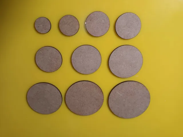 30 x 2mm MDF Wargame Round Circle bases 20mm 25mm 30mm 32mm 35mm 40mm 50mm 60mm