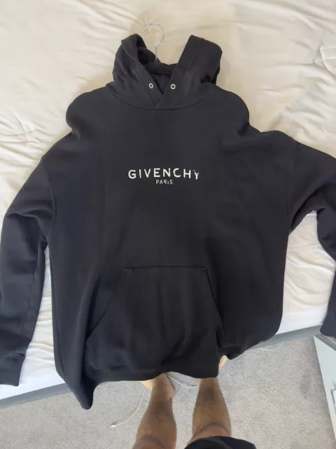 Givenchy Hoodie Reverse Men's Size XL Black Authentic