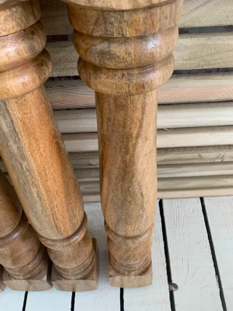 Set of 4 Solid Hardwood Turned Oak Style Refectory Dining Kitchen Table Legs 3