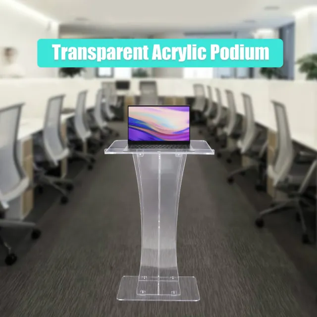 Clear Acrylic Vertical Podium Stand Classrooms Office Conference Portable Podium