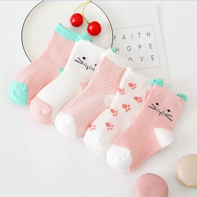 5 Pairs/Lot Soft Knit Newborn Children's Socks  For 0-6 Years