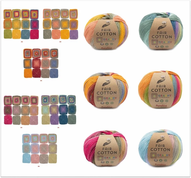 150g Katia Fair Cotton Granny Farbeverlaufsgarn Stricken Häkeln GP 153,27€/1kg
