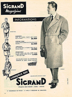 PUBLICITE ADVERTISING 094 1957 BURBERRYS manteaux chaleur et légéreté 