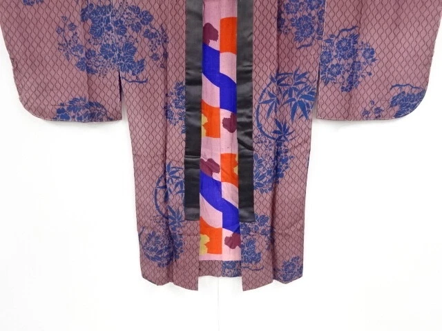 46870# Japanese Kimono / Antique Hanten / Flower Roundel