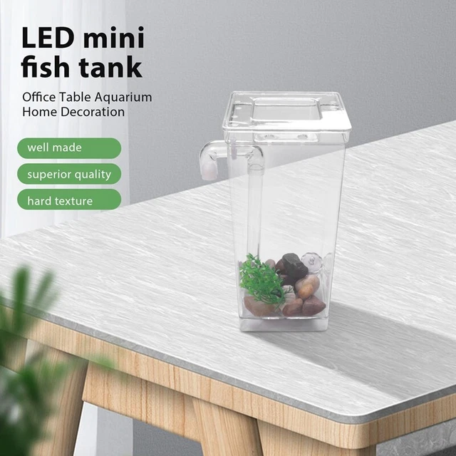 LED Fish Tank Aquarium Self Cleaning Fish Tank Bowl Convenient Desk Aquariu V3W5 3