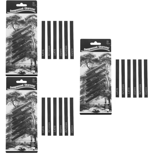 18 piezas lápices de carbón dibujar barras cuadradas de carbono compresión