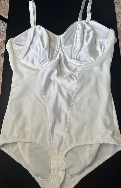 VTG BODYSUIT GIRDLE Shaper Pinup Bullet Bra Panty One piece Sissy White