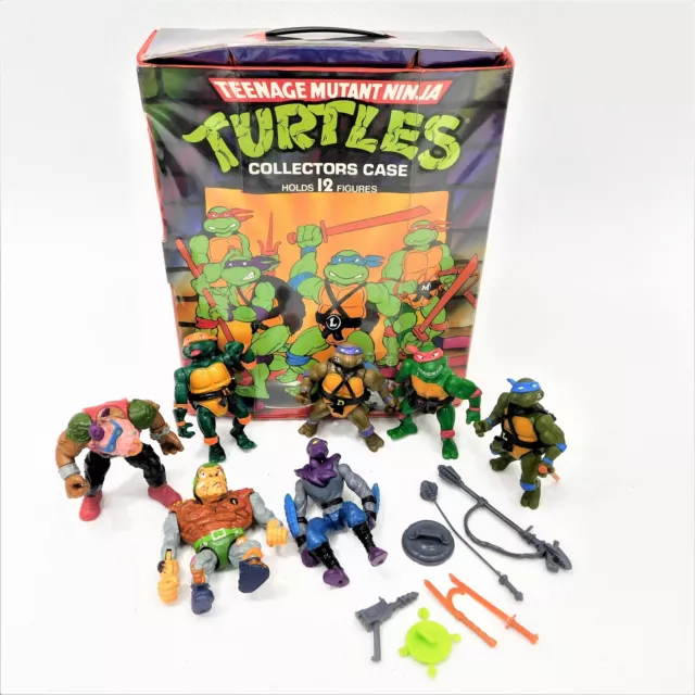 Vintage TMNT Teenage Mutant Ninja Turtles Collector's Case w/ 7 Action Figures