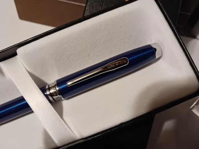 Rare Cross Classic Electric Blue And Polished Chrome Ballpoint Pen New $80 Gift