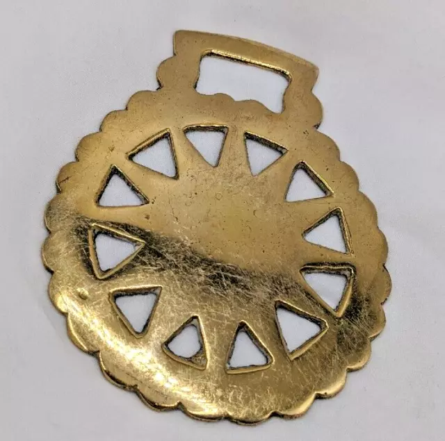 Brass Horse Medallion Vintage English Traditional Geo Radiant Sun Show Parade