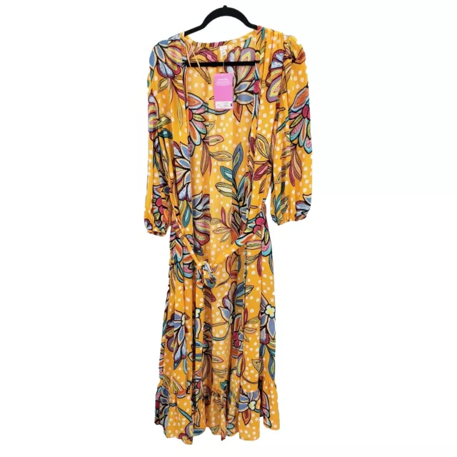 Tabitha Brown Floral Swim Coverup Robe Women Size Large Multicolored Belted Maxi
