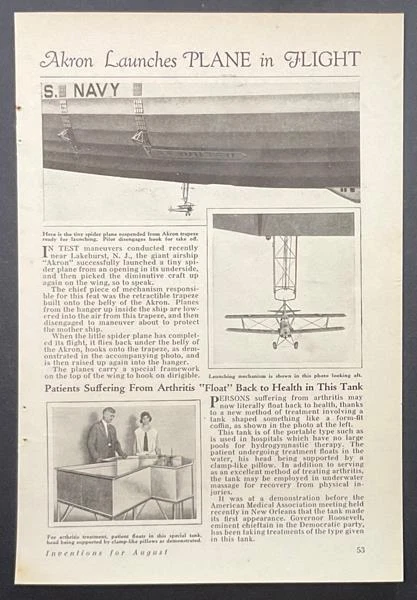 “Akron Launches Plane in Flight” 1932 pictorial Sparrowhawk fighter planes