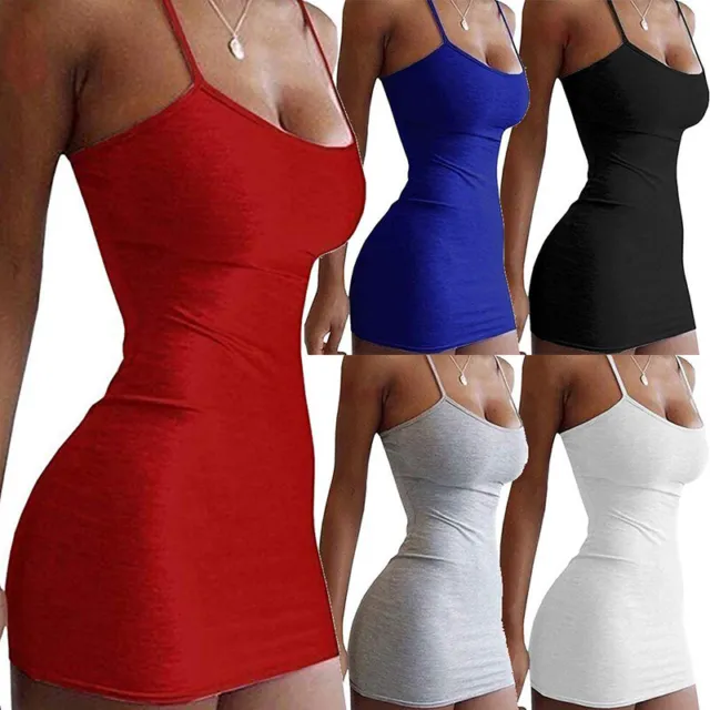 WOMENS SEXY CAMISOLE Skirts Tight Fitting Slim Short Dress Straps Party ...