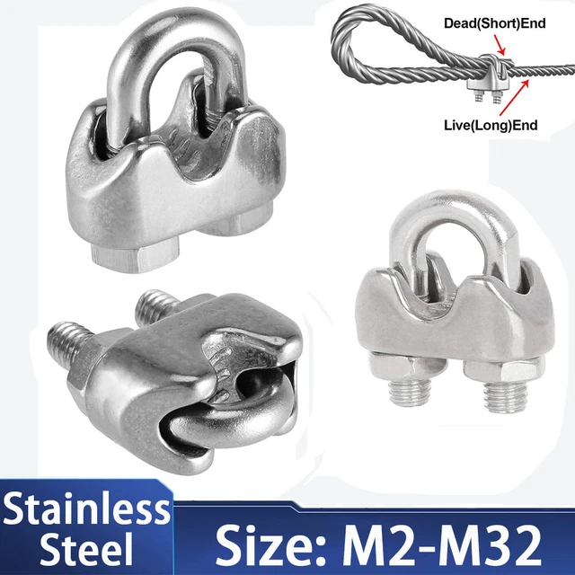 Heavy Duty Wire Rope Grips Clamp Cable 304 Stainless Steel U Bolts Fixing m2-m32