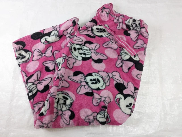Disney Minnie Mouse Pajama Pants Large Fleece Bottoms Sleep Lounge Comfy Plush