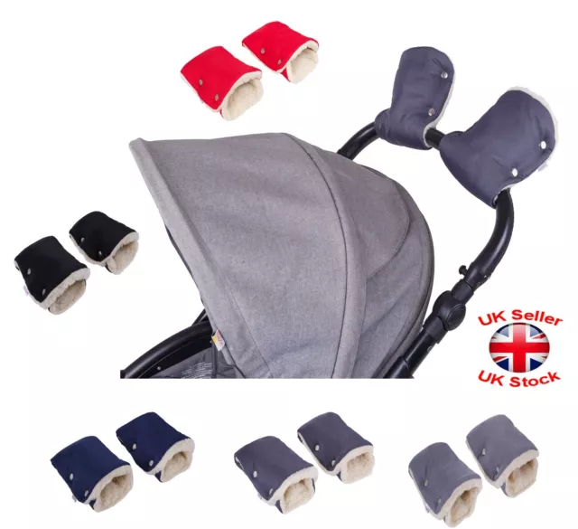 Universal Sheep Wool HAND WARMER MUFFS Warmers Buggy Pushchair Stroller Pram