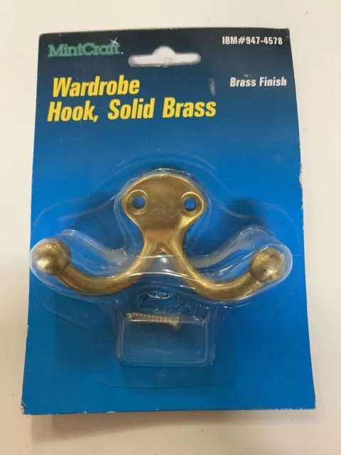 (6) NEW MintCraft Solid Brass Double Wardrobe Hooks