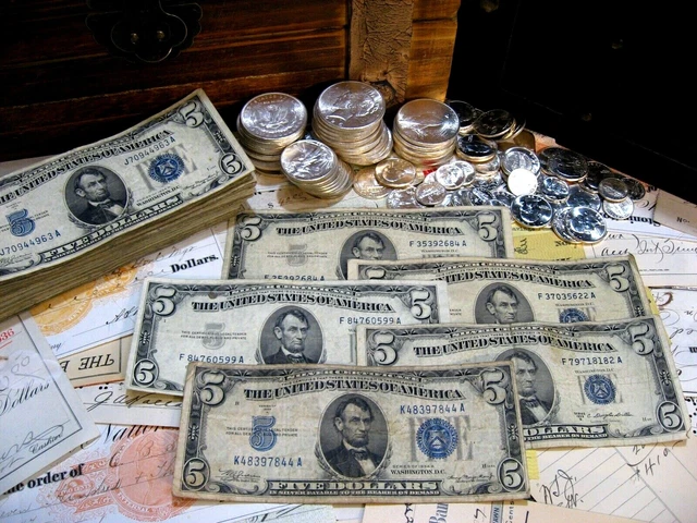 * Lot Of 5 * $5 Five Dollar Silver Certificates * Mixed Series And Condition *