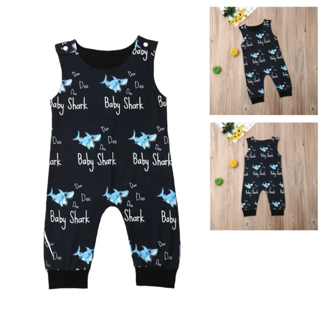 Newborn Infant Baby Boy Girl Kids Shark Romper Jumpsuit Bodysuit Clothes Outfit