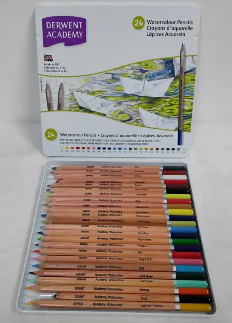 DERWENT ACADEMY Watercolour Pencils Set of 24 in Tin. GA18_00006 - K46