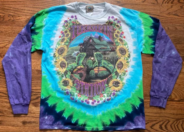 VTG Liquid Blue Grateful Dead Tie Dye Long Sleeve Shirt Large Terrapin Station