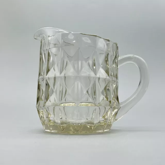 VTG 40’s Jeanette Windsor Crystal Diamond Milk Pitcher Creamer Depression Glass