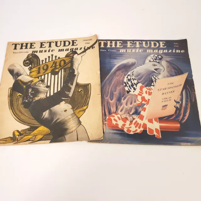 THE ETUDE Music Magazine January July 1940 Ads Photos Sheet WWII Era Vintage