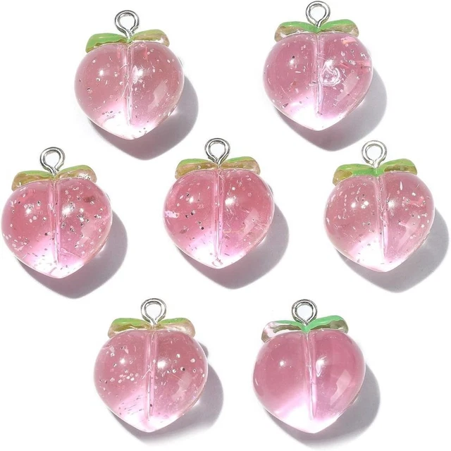 PLASTIC/RESIN CUTE FRUIT Flatback Charms with Loop Peach Charm For ...