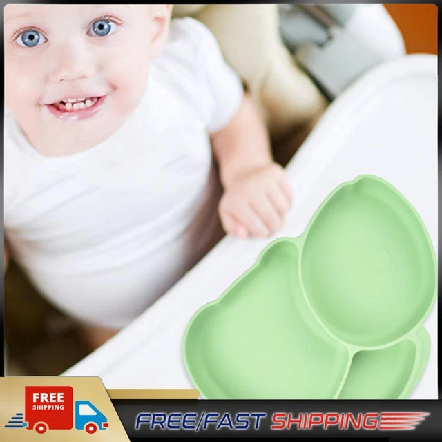 Cartoon Children Dishes Cute Silicone Baby Feeding Dishes Baby Cutlery (Green)