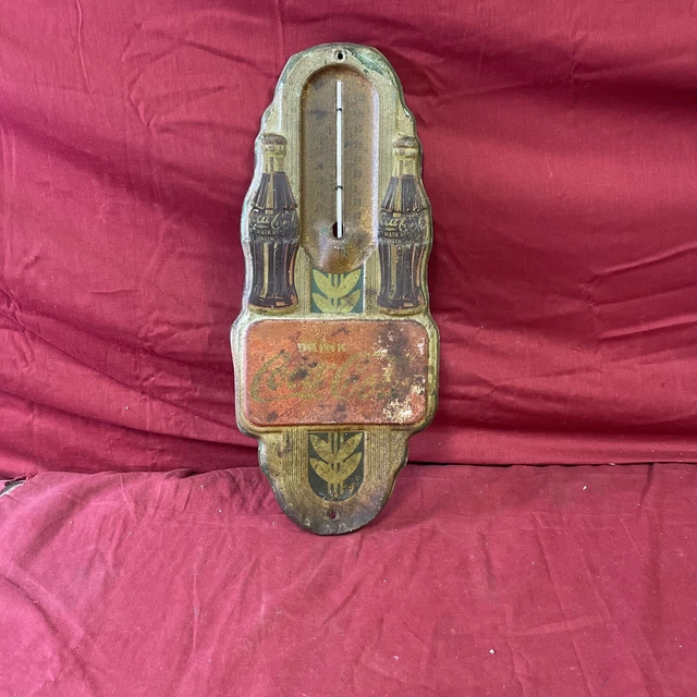 Vintage Antique  Original Drink COCA-COLA Double Bottle Thermometer Art Deco