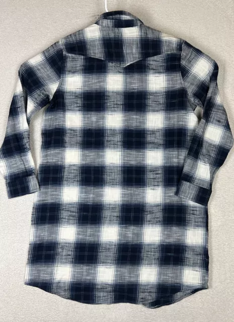 OLD NAVY WOMENS flannel shirt pearl Snap webstern Blue Shirt/Dress ...