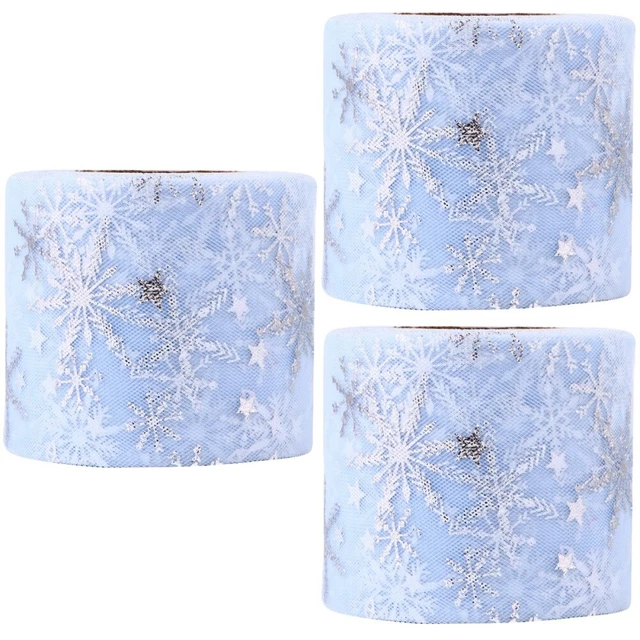 3 Sets Breite Tüll Rollen Weihnachten Tüll Rolle Beflockung Tüll Rolle 3