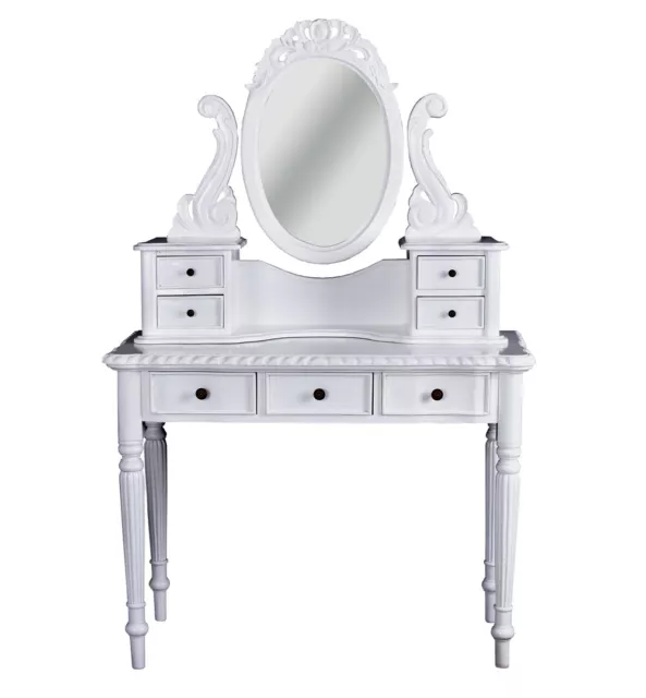 Consola de espejo cosmético con espejo chatarra de maquillaje madera maciza consola blanca