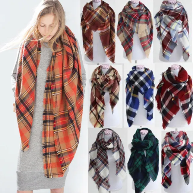 Lot femme couverture tartan surdimensionnée écharpe enveloppante châle à carreaux confortable pashmina