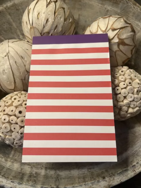 New! Kate Spade New York Notepad  Orange Purple  Stripes Note Pad 5x8”