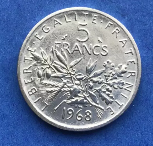 Monnaie  Anciennes De 5F Semeuse   1968  En Argent