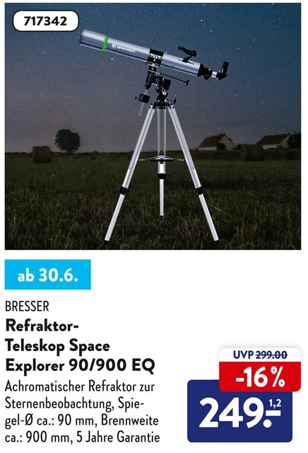Bresser Refraktor-Teleskop Space Explorer 90/900 EQ